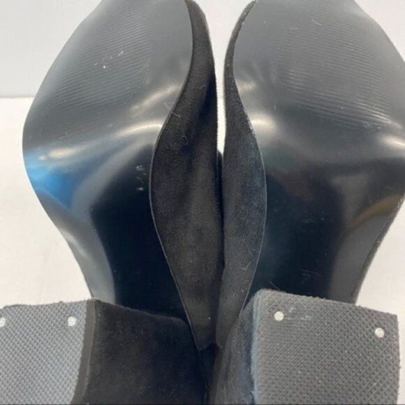 YDN Women Black Chunky Heels Peep Toe Backless Mules Sandals Dress Shoes - Picture 5 of 6